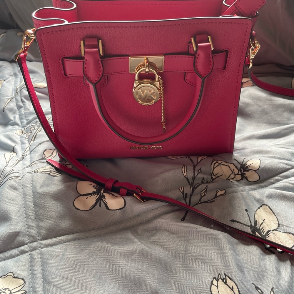 Michael Kors Hamilton Fuchsia Small Leather Satchel - Picture 6 of 10